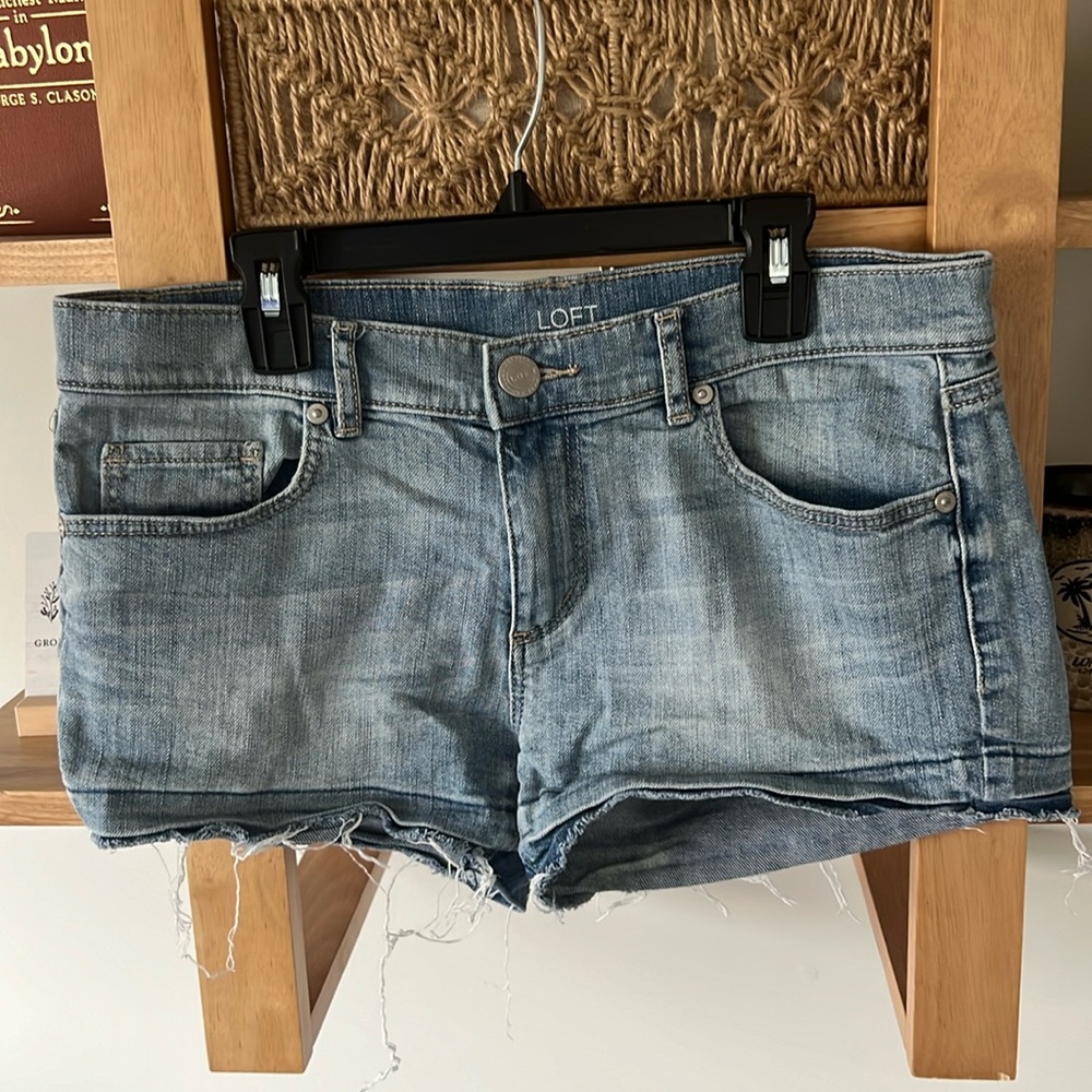 Size 2 denim shorts from LOFT outlet. Light wash, comfortable fit. Barely worn.